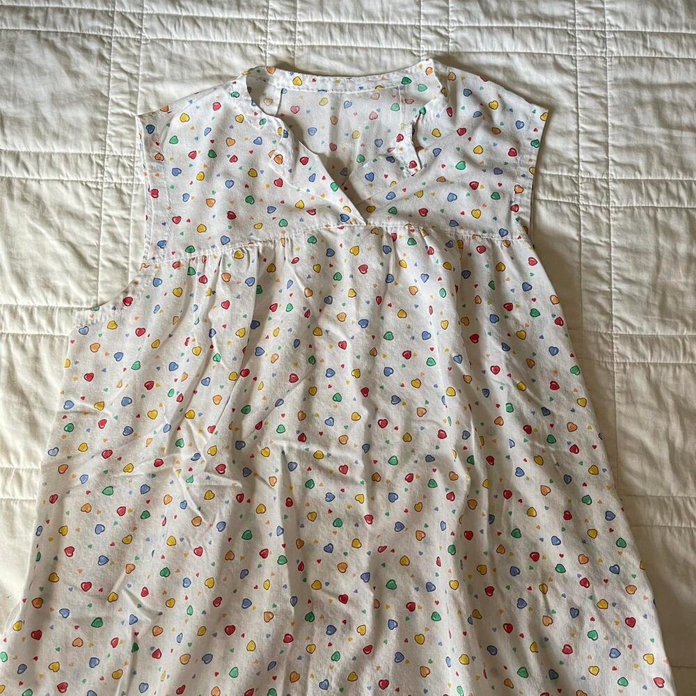 handmade white‎ sleeveless heart shift nightgown size large modest sleepwear